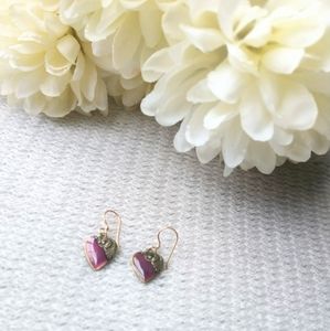 Purple heart earrings